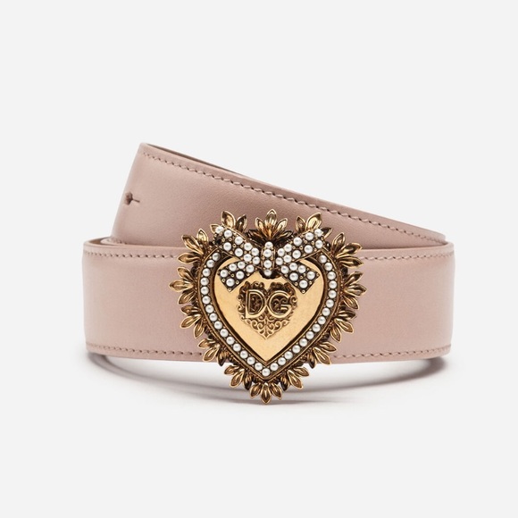 Dolce & Gabbana Pink Embelished Roses Textured Leather Belt main image 0